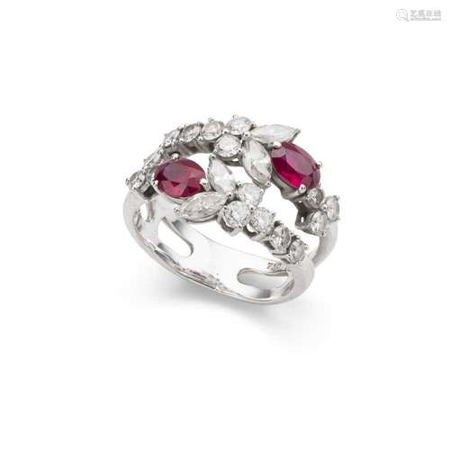 A ruby and diamond ring