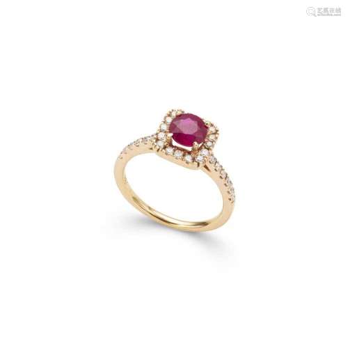 A ruby and diamond cluster ring