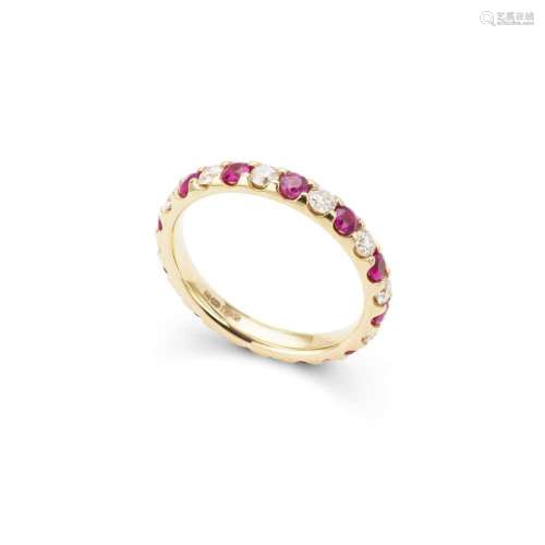 A ruby and diamond eternity ring