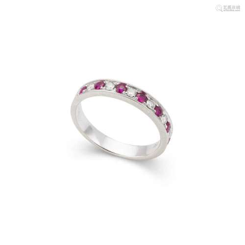 A ruby and diamond half-eternity ring