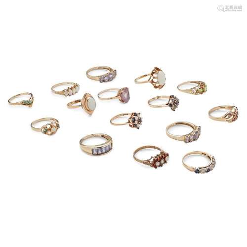 A collection of gem set rings