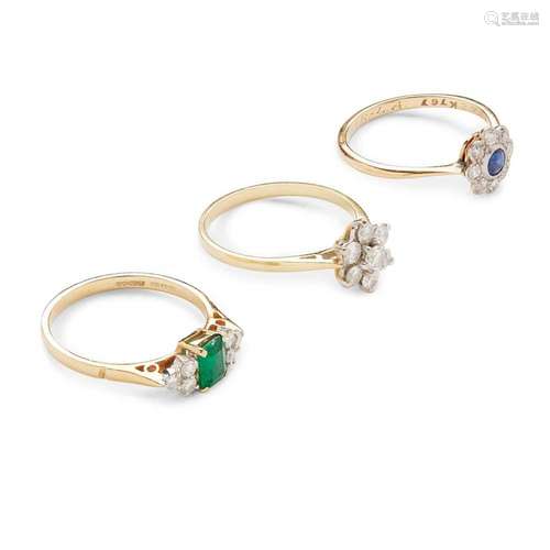 Three gem-set rings