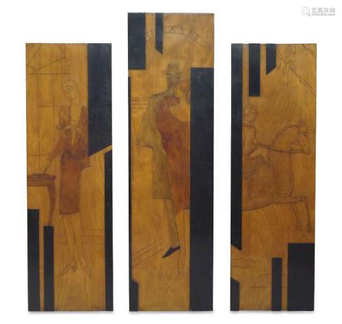 Designer Unknown, <br />
 <br />
 Art Deco panel triptych, c...