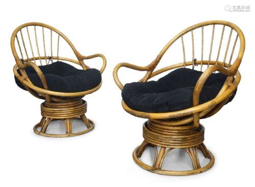 Designer Unknown, <br />
 <br />
 Pair of bamboo swivel chai...
