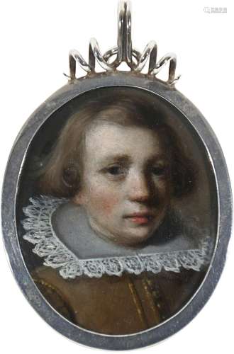 Dutch School 17th Century Portrait miniature of a young boy,...