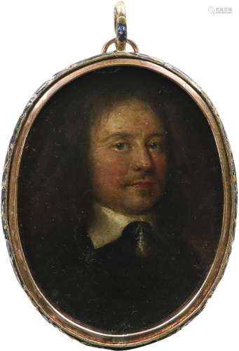 English School Mid 17th Century Portrait miniature of a gent...