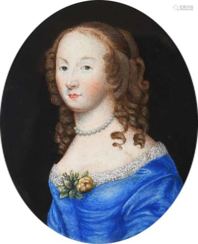 λManner of John Hoskins Portrait miniature of a lady, tradit...