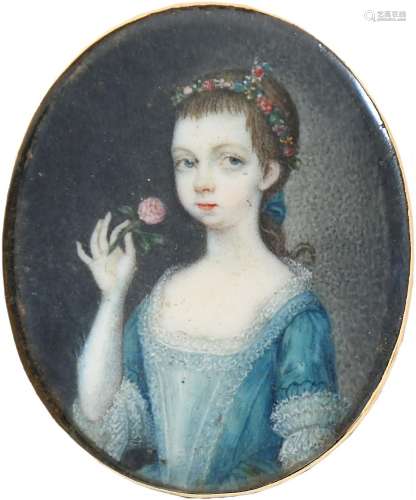 λEnglish School Late 18th Century Portrait miniature of a gi...
