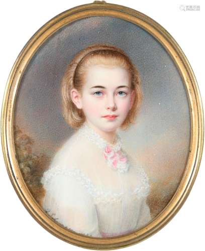 λRichard Schwager (Bohemian 1822-1880) Portrait miniature of...