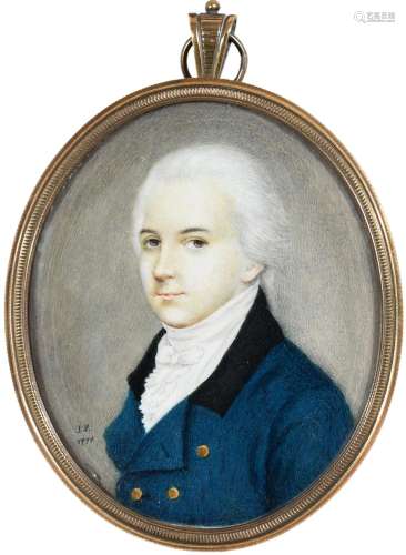 λEnglish School 1799 Portrait miniature of a gentleman, wear...