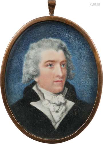 λEnglish School Late 18th Century Portrait miniature of a ge...