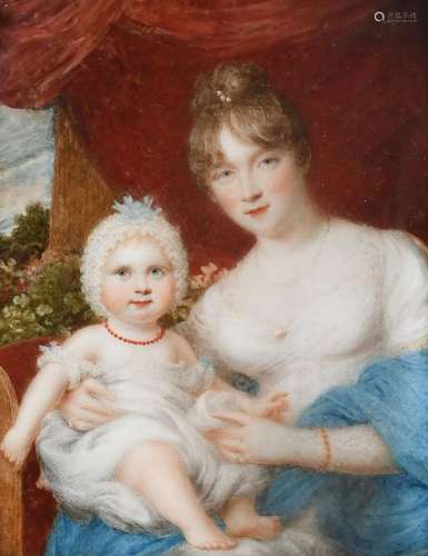 λSamuel Shelley (1750/56-1808) Portrait miniature of Mrs Har...