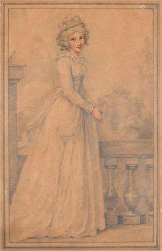 Manner of Richard Cosway Portrait of Mrs Tickle, full length...