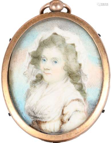 λCircle of Henry Jacob Burch Portrait miniature of a lady we...