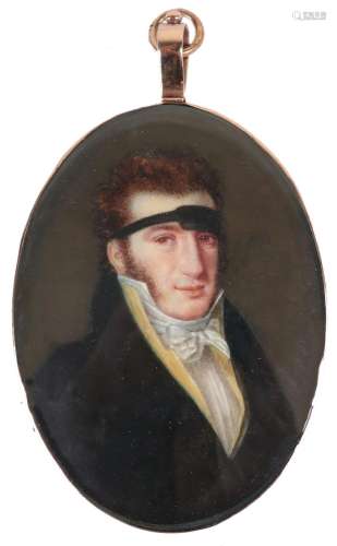 λFrench School 1816 Portrait miniature of a gentleman, weari...
