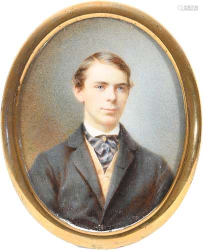 λEnglish School c.1900 Portrait miniature of a gentleman wea...