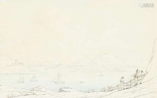 Thomas Sunderland (1744-1823) View of Falmouth Harbour Penci...