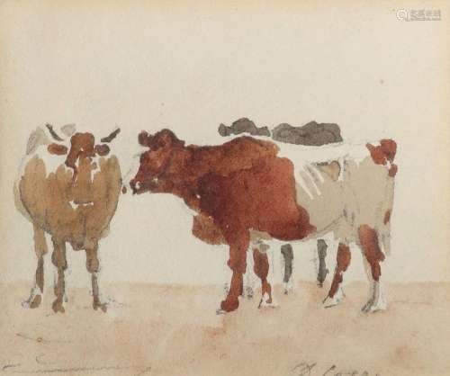 David Cox Snr OWS (1783-1859) Study of cows Signed D Cox (lo...