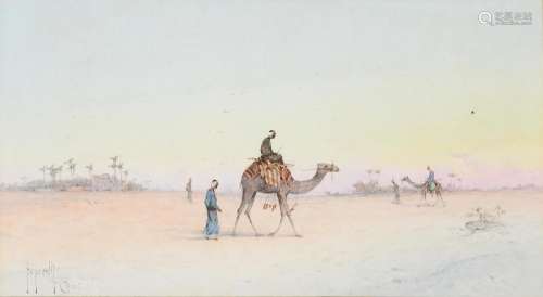 Spyridon Scarvelli (Greek 1868-1942) Figures and camels in t...