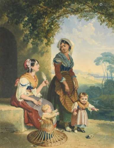 Penry Williams (Welsh 1802-1885) Two women and their childre...