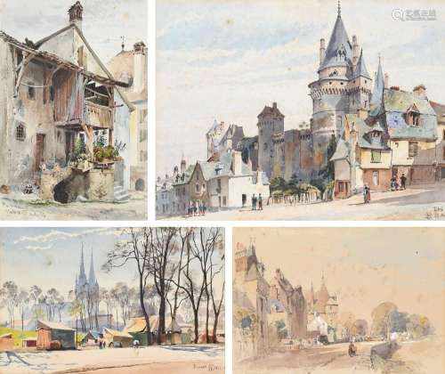 Alfred Waterhouse RA (1830-1905) Street scene in Montreux; S...