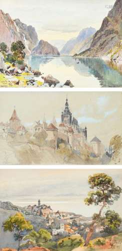 Alfred Waterhouse RA (1830-1905) View of Sandven Lake, Norwa...