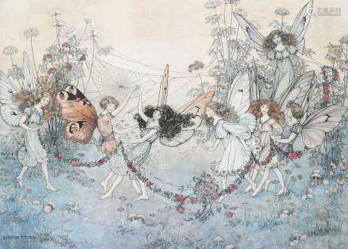 Dorothy Fitchew (act.1910-1922) Fairies dancing with a garla...