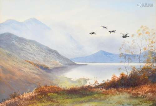 ‡ Philip Rickman (1891-1982) Black grouse flying over a high...