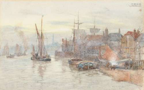 Herbert Menzies Marshall RWS (1841-1913) An old wharf near G...