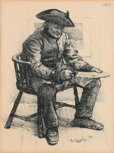 Walter Langley RI (1852-1922) Chelsea Pensioner reading a ne...