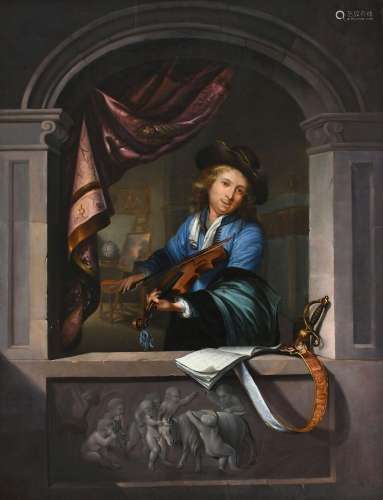 After Gerrit Dou The violinist at the window Oil on panel 61...