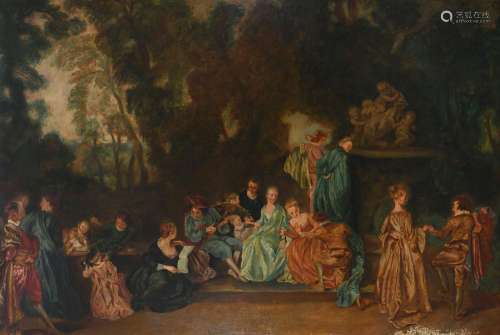 After Jean Antoine Watteau Fête champêtre Oil on canvas 112....