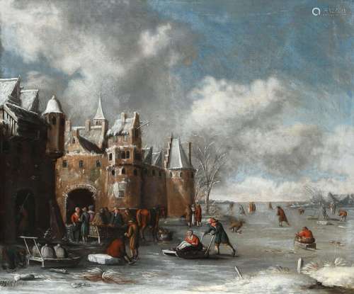 Thomas Heeremans (Dutch 1641-1694) Winter landscape with fig...