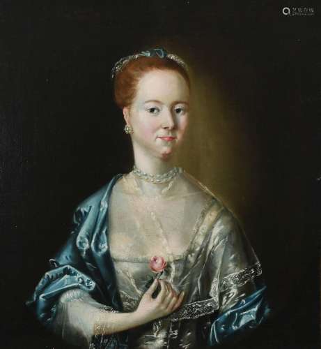 English School 18th Century Portrait of a lady, half-length,...