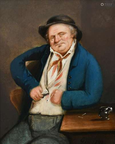 George Morland (1763-1804) The pipe smoker Signed with initi...
