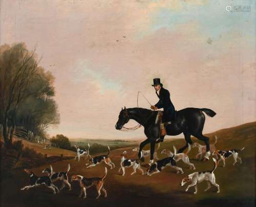 Edwin Cooper (1785-1833) A huntsman and his hounds in a land...