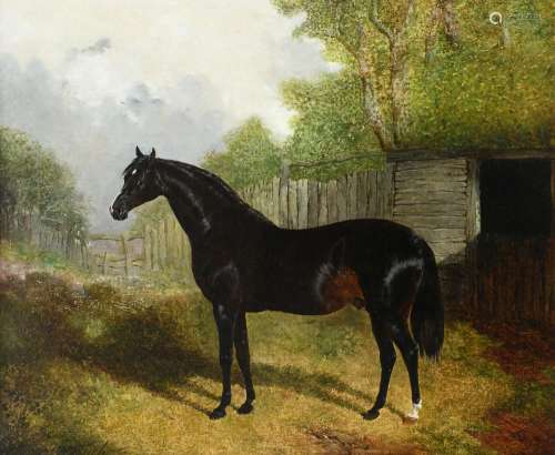 John Frederick Herring Snr (1795-1865) A dark bay by a stabl...