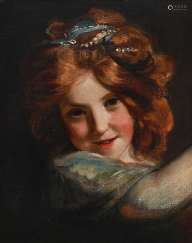 Follower of Sir Joshua Reynolds Portrait of a girl, bust-len...