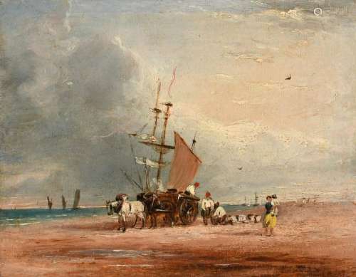 David Cox SNR, OWS (1783-1859) On Lancaster Sands Signed and...