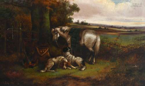 Robert Cleminson (1860-1886) A horse and two dogs with the d...