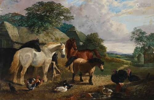 Follower of John Frederick Herring Jnr Horses, chickens, duc...