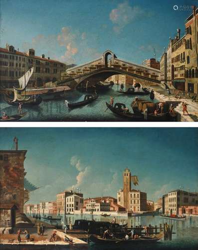 Francesco Zanin (Italian 1824-1884) The Rialto Bridge, Venic...