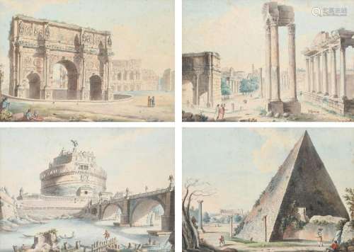 English School c.1800 View of the Arch of Constantine with t...