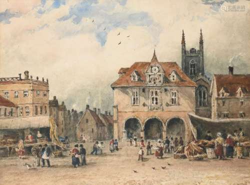 Follower of Samuel Prout View of a French town square Waterc...