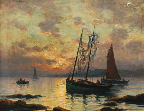 Georges Maroniez (French 1865-1933) Coastal landscape with f...