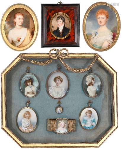 λEnglish School 19th Century Portrait miniature of a lady we...