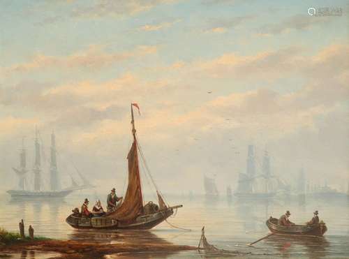 Dutch School 19th Century Shipping in a calm estuary Oil on ...