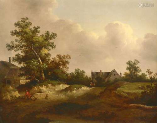 Norwich School 19th Century Landscape with cottages, with a ...