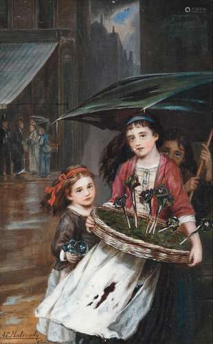 Augustus Edwin Mulready (1844-1905) The flower sellers Signe...