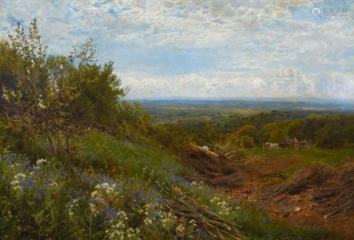 John Clayton Adams (1840-1906) View from Box Hill, with figu...